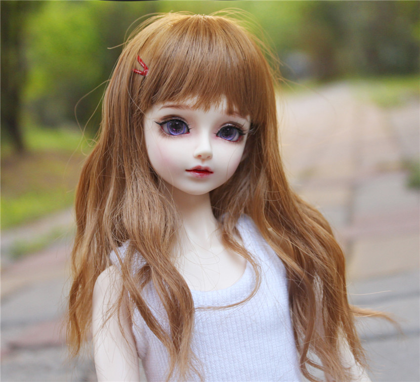light brown wig for girl bjd 1/3,1/4,1/6 doll - Click Image to Close